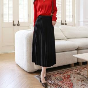 フォースメント Forcement 着回し抜群単色プリーツスカート （ブラック）