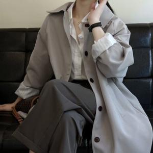 フォースメント Forcement ステンカラーロングコート （グレー）