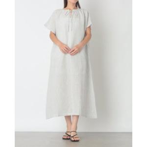 ファナカ Fanaka 綿麻ストライプAラインワンピース （オフホワイト）