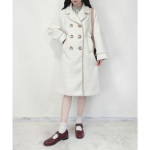 フィント F i.n.t 合皮パイピングダブル釦コート （IVORY）