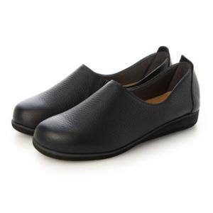 フィグリーノ Figurino【本革】足を包み込む、牛革やわらか仕立て オブリークトゥスリッポン （ブラック）