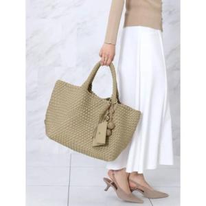 フェンネル FENNEL ミニポーチ付き編み込みスクエアビッグトート （ベージュ）