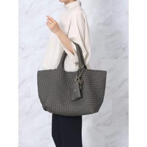 フェンネル FENNEL ミニポーチ付き編み込みスクエアビッグトート （グレー）