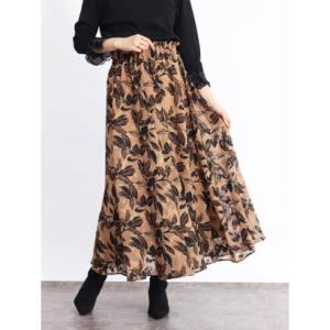 フェンネル FENNEL リーフジャガードフレアスカート （キャメル）