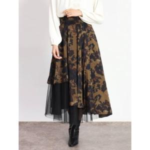 フェンネル FENNEL チュールレイヤードフラワースカート （ブラウン）