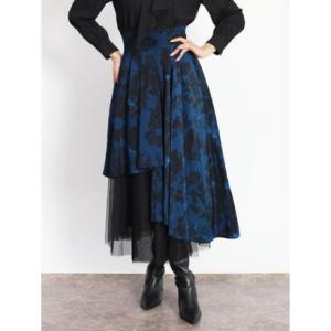 フェンネル FENNEL チュールレイヤードフラワースカート （ダークブルー）