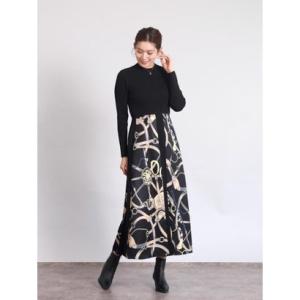 フェンネル FENNEL バンダナモチーフニットドッキングワンピース （ブラック）