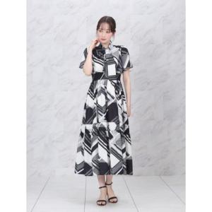 フェンネル FENNEL ボウタイジオメトリックワンピース （グレー）