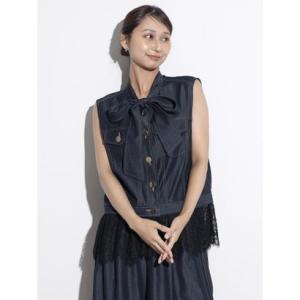 フェンネル FENNEL シャンブレーデニムレースドッキングジレ （ネイビー）