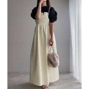 フィルー FILLOU FILLOU ダブルストラップジャガードキャミワンピース （クリーム）