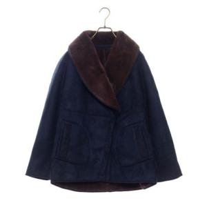 ファイン FINE 洗えるフェイクムートンワイドカラーブルゾン （ネイビー×モカ）