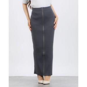 ファイン FINE オープンファスナーストレートスカート （CHARCOAL）