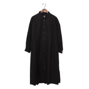 ファイン FINE 麻レーヨンロングシャツワンピース （ブラック）