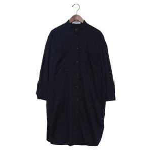 ファイン FINE ノーカラーオーバーシャツワンピース （ネイビー）