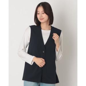 ファイン FINE カットジョーゼットV開きベスト （ネイビー）