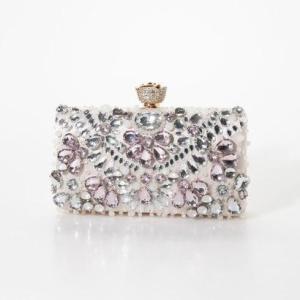 フローレス floress 結婚式 謝恩会 フォーマルパーティーバッグ クラッチバッグ ビジュー刺繍ボックスクラッチ 5034