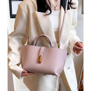 フロージュ florge 2WAY ヴィーガンレザーサイドスリットハンドバッグ/ショルダーバッグ （スモークピンク）