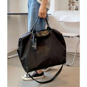 フロージュ florge 【2WAY】配色レザービッグサイズボストンバッグ/ショルダーバッグ （ブラック）