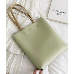 フロージュ florge 【軽量】【A4収納可】配色レザーレディース縦型トートバッグ （ライトグリーン）