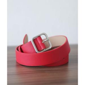フロージュ florge 【メンズ・レディース兼用】スクエアバックルワイドレザーライクベルト （レッド）
