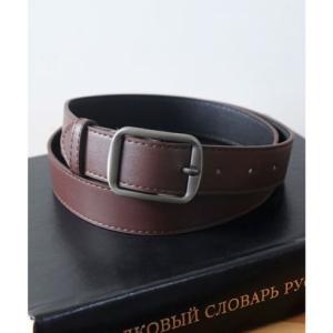 フロージュ florge 【メンズ・レディース兼用】艶消しシルバーバックルレザーライクワイドベルト （モカ）