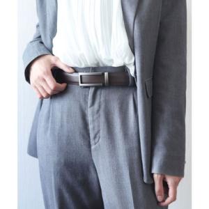 フロージュ florge 【牛革】【穴無・オートロック式】ビジネスレザーベルト （モカ）