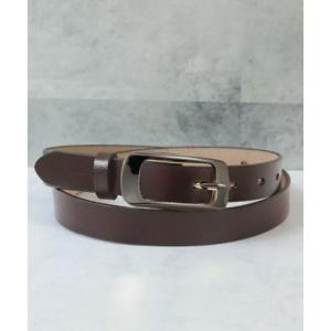 フロージュ florge 【牛革】スクエアフレームバックル太めレザーベルト （モカ×ガンメタ）