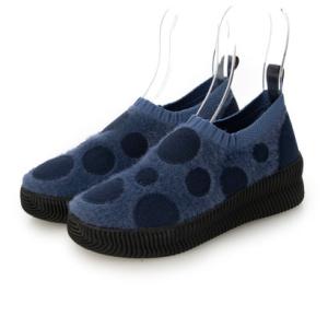 ゴムゴム Gomu56 ドット柄柔らかニットスニーカー （NV）