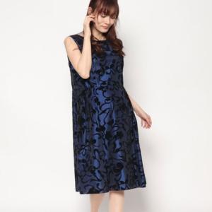 ジュネビビアン Genet Vivien ボタニカル柄ワンピース （ネイビー）