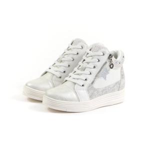 ギャラリー gallery レディース カジュアル 302 厚底 軽い スニーカー レースアップ サイドファスナー スリッポンエレガンス （シルバー）