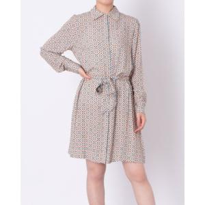 ガウディ GAUDI Belt付レトロ柄シャツワンピース （BEIGE）