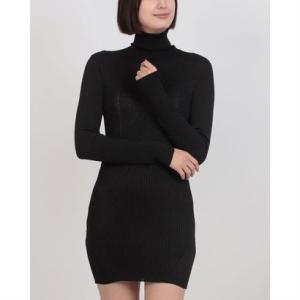 ガウディ GAUDI タートルネックロングリブラメリブニット （BLACK）