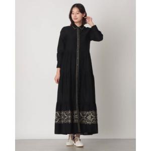 ガウディ GAUDI 刺繍ポイントシャツワンピース （BLACK）