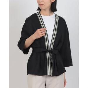 ガウディ GAUDI 配色ラインポイント羽織りジャケット （BLACK）