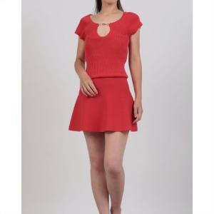 ガウディ GAUDI リブニットタイトミニワンピース （RED）