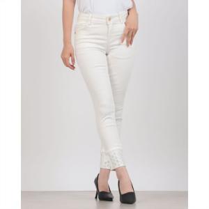ガウディ GAUDI 綿ツイル製品染めスキニークロップドパンツ （WHITE）