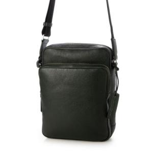 ジェニュインレザー Genuine Leather 牛革天然シボレザーレザー ショルダーバッグ （GREEN）