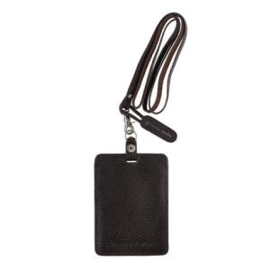 ジェニュインレザー Genuine Leather 本革IDケース 縦型 型押し （チョコ）