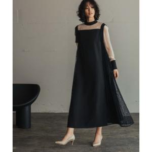 ガール GIRL サイドレース プリーツ スタンドネック Aライン ロング 結婚式 ワンピース パー...
