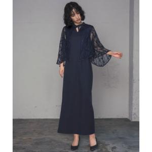 ガール GIRL 【3WAY 着回しを楽しめる】レース ケープ Iライン ロング 結婚式 ワンピース...