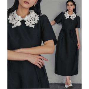 ガール GIRL フラワーレースカラー コクーン ドレス 結婚式 ワンピース パーティードレス オケ...