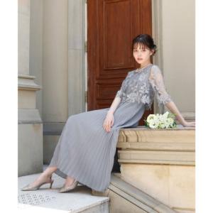 レジャ Leja フラワーレースジュエルカラーIラインワンピースドレス