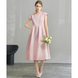 ガール GIRL 2wayサテンフィット＆フレアミモレ丈結婚式ワンピースドレス （ピンク）