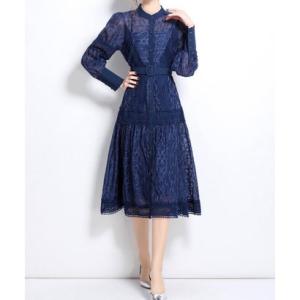 グレース エフ Grace F コンサバティブ フレンチフラワー ベルト付き （NAVY）