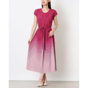 グレース エフ Grace F ＊伸縮大 気心地良好 シンプルワンピ アコーディオンプリーツ （PINK）