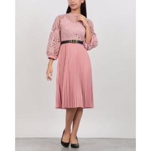 グレース エフ Grace F レースTopsプリーツスカート ベルト付き （PINK）