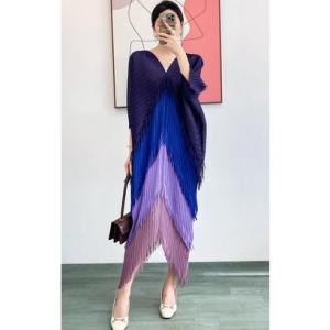 グレース エフ Grace F ＊4カラーブロック ヒラヒラ アコーディオンプリーツ おしゃれ （PURPLE）