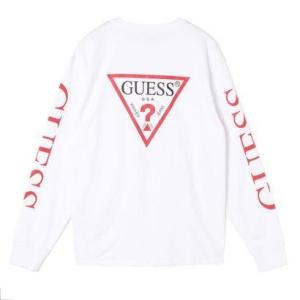 ゲス GUESS BACK TRIANGLE LOGO L/S TEE W/ SLEEVE LOGO  ONLINE EXCLUSIVE