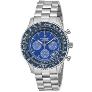 ギオネ GUIONNET 腕時計 FlightTimer パイロット クロノグラフ 100m防水 メンズ （ネイビーxシルバー）