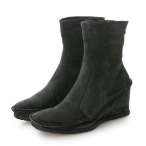 ヒナ デイ グリーン Hina Day Green スクエアトウレザーショートブーツ （GRS）